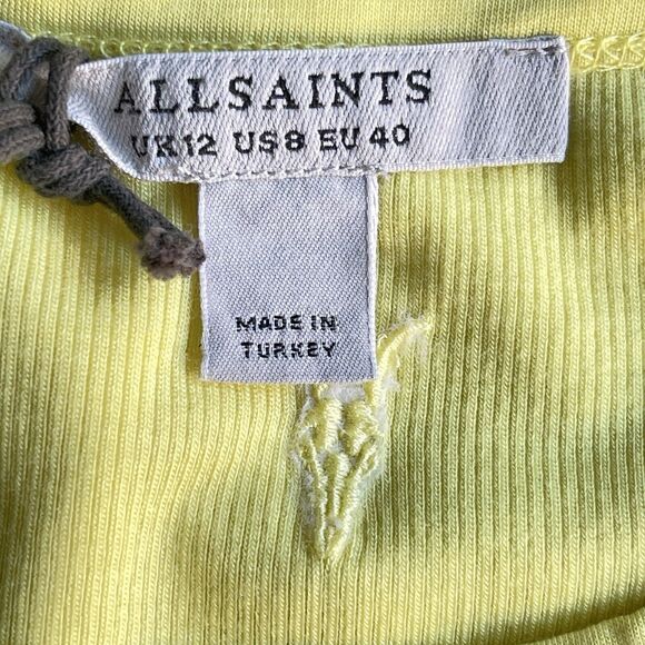 All Saints Rina Crewneck Tank Top Womens Size 8 Crewneck Sleeveless Yellow - Picture 4 of 13
